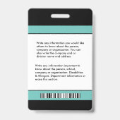 Personeelsfoto naam ID-kaart Bar Code Logo Aangepa Badge (Achterkant)