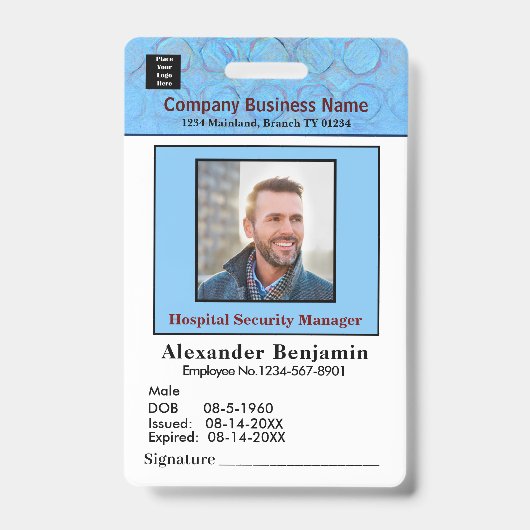 Personeelsfoto Naam Logo ID-kaart Bar Code Aangepa Badge (Voorzijde)