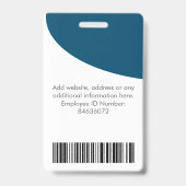 Personeelsfoto, naam, logo, streepjescode-badge badge (Achterkant)