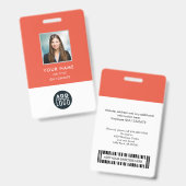 Personeelsfoto naamkaartje aangepaste barcode logo badge (Voor- en achterkant)