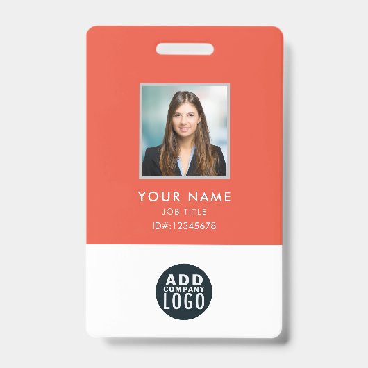 Personeelsfoto naamkaartje aangepaste barcode logo badge (Voorzijde)