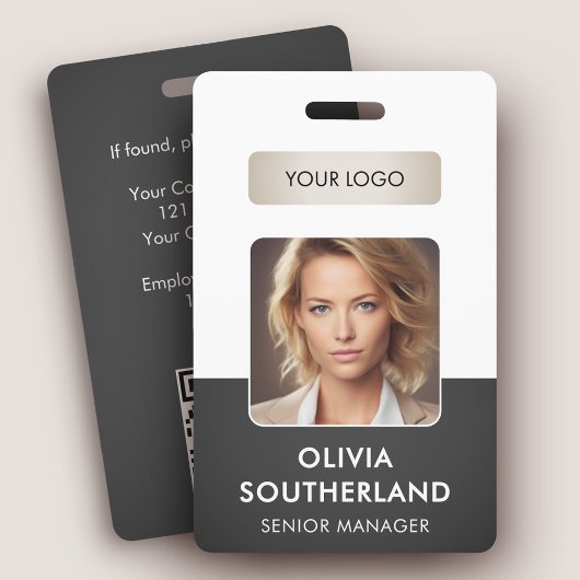 Personeelsfoto QR-code Zakelijk Logo Grijs ID Badge