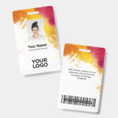 Personeelsfoto van verfbedrijf, streepjescode, naa badge (Voor- en achterkant)