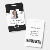 Personeelsfoto Zakelijk Logo Streepjescode ID Badge (Voor- en achterkant)