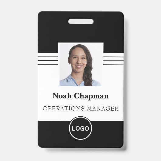 Personeelsfoto Zakelijk Logo Streepjescode ID Badge (Voorzijde)