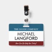 Personeelskaart | Aangepaste tekst en kleur Basis Badge (Voorzijde met clip)