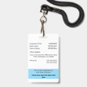 Personeelskaart CUSTOM, bewerkbaar, blauw wit Badge (Achterkant met lanyard)