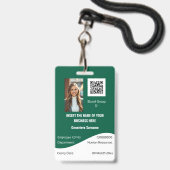 Personeelskaart CUSTOM modern groen wit Badge (Voorzijde met lanyard)