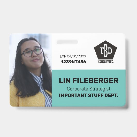 Personeelskaart met bedrijfsnaam badge (Voorzijde)