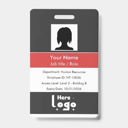Personeelskaart met foto en QR-code Badge (Voorzijde)