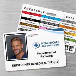 Personeelskaart met foto voor ziekenhuismedewerker badge