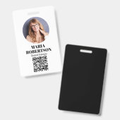 Personeelskaart Minimalistische Foto QR-code Badge (Voor- en achterkant)