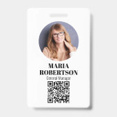 Personeelskaart Minimalistische Foto QR-code Badge (Voorzijde)