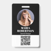 Personeelskaart Minimalistische Foto QR-code Badge (Voorzijde)