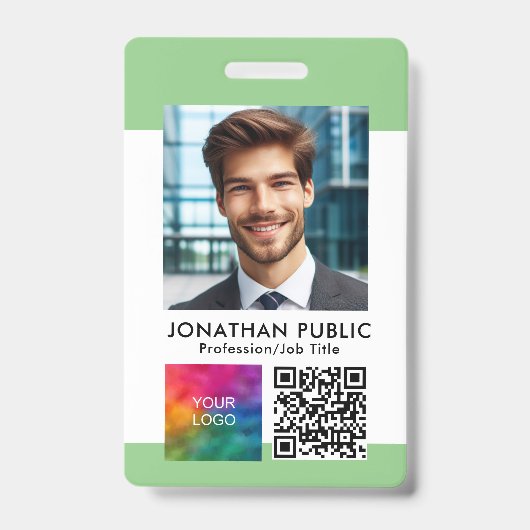 Personeelskaart QR-code Zakelijk Logo Naambordjes Badge (Voorzijde)