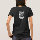 Personeelskleding. Volg ons online. QR-code op een T-shirt (Achterkant)
