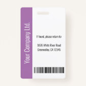 Personeelsleden ID-kaart Paars Badge (Achterkant)