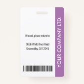 Personeelsleden ID-kaart Paars Badge (Achterkant)