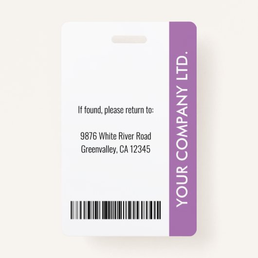 Personeelsleden ID-kaart Paars Badge (Achterkant)