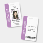 Personeelsleden ID-kaart Paars Badge (Front & Back)