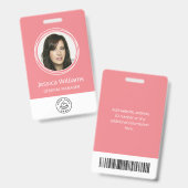 Personeelsleden ID roze Badge (Front & Back)