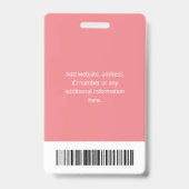 Personeelsleden ID roze Badge (Back)