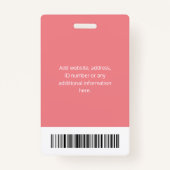 Personeelsleden ID roze Badge (Achterkant)
