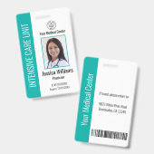 Personeelsleden Logo Foto Blauwgroen ID Badge (Front & Back)