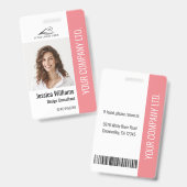 Personeelsleden roze ID Badge (Voor- en achterkant)