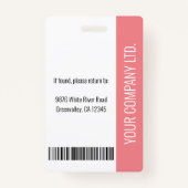 Personeelsleden roze ID Badge (Achterkant)