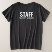 Personeelsleden teamlid dubbelzijdige afdrukvrouwe grote maat t-shirt (Design achterkant)
