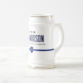 Personeelsleden van de politie met een blauwe lijn bierpul (Voorkant rechts)