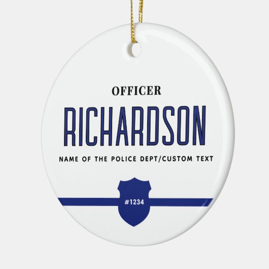 Personeelsleden van de politie met een blauwe lijn keramisch ornament (Links)