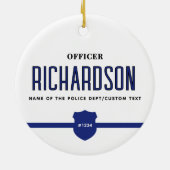 Personeelsleden van de politie met een blauwe lijn keramisch ornament (Achterkant)