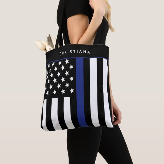 Personeelsleden van de politie van de thin Blue Li Tote Bag (Dichtbij)