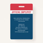 Personeelsleden van ID-ID Rode Blauwe Foto Badge (Achterkant)