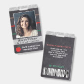 Personeelslid Docent School Logo Barcode Afbeeldin Badge (Voor- en achterkant)