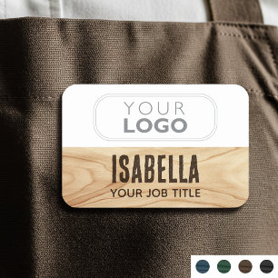 Personeelslid Woodgrain Rustic Company Logo Bruin Naamplaatje