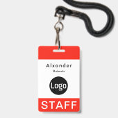 Personeelsnaam badge Aangepaste Logo (Voorkant met koord)