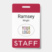 Personeelsnaam Badge met Lanyard Custom Logo Red (Voorkant)
