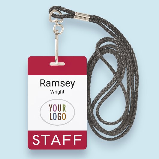 Personeelsnaam Badge met Lanyard Custom Logo Red