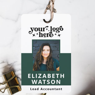 Personeelsnaamkaart met pasfoto en evenement-id badge