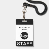 Personeelsnaamkaartje met eigen logo badge (Voorzijde met lanyard)