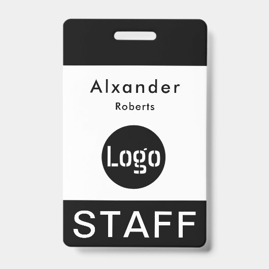 Personeelsnaamkaartje met eigen logo badge (Voorzijde)