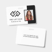 Personeelsnummer | Blauwgroen Logo Foto-ID-badge Badge (Voor- en achterkant)