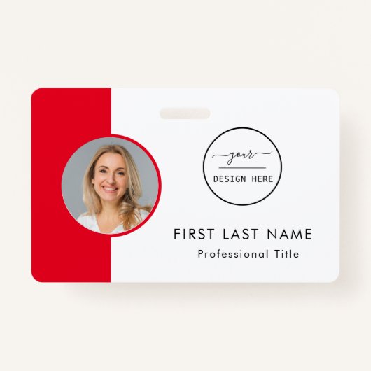 Personeelsnummer | Blauwgroen Logo Foto-ID-badge Badge (Voorkant)