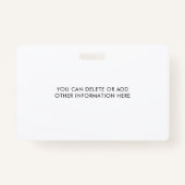 Personeelsnummer | Blauwgroen Logo Foto-ID-badge Badge (Achterkant)