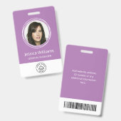 Personeelsnummer Paars Badge (Front & Back)