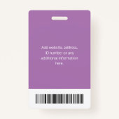 Personeelsnummer Paars Badge (Achterkant)