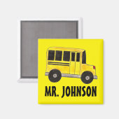 Personeelsonderwijs op de Gele School Bus Magneet (Voorkant / Achterkant)